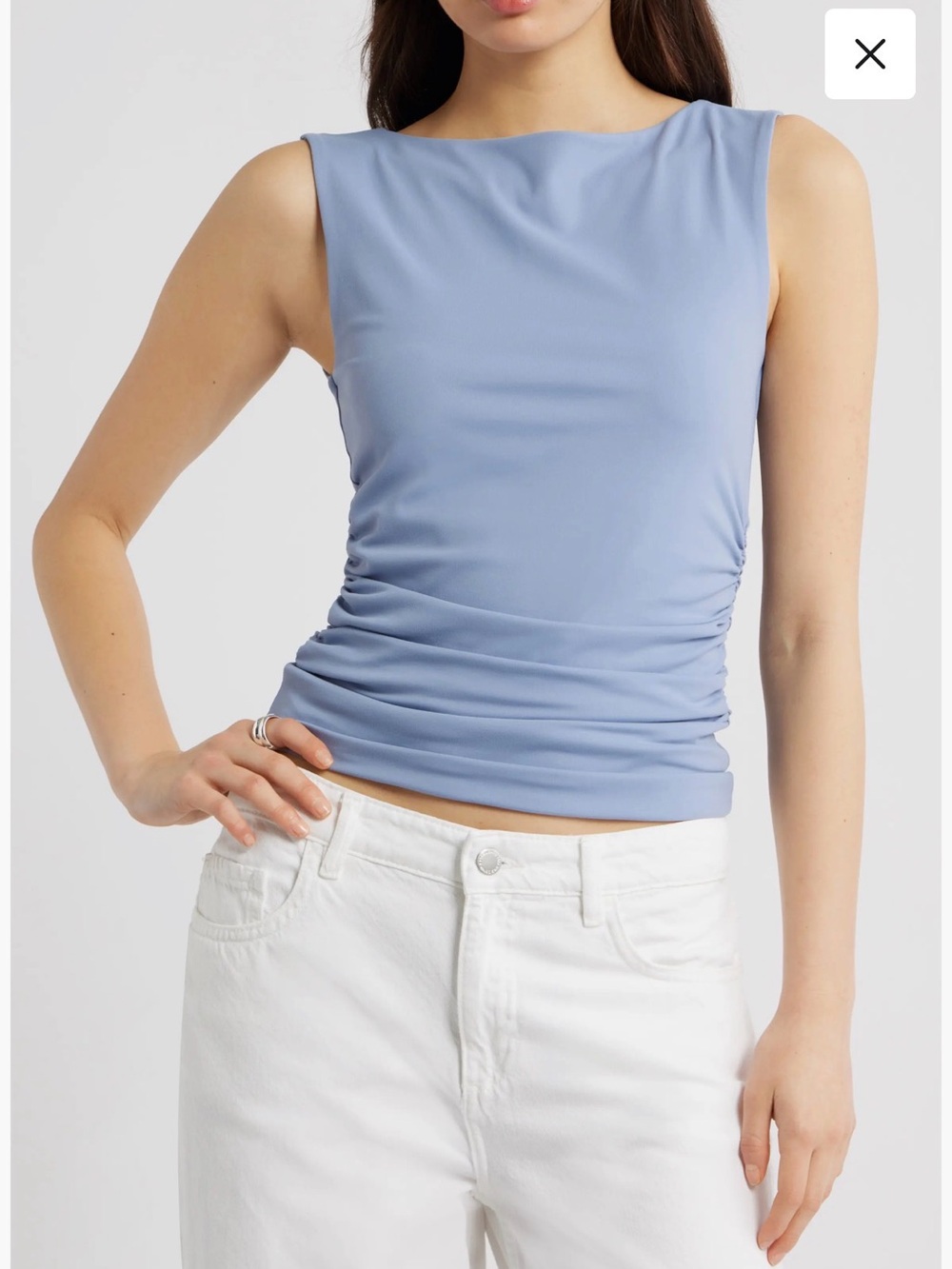 Live In The Moment Top, soft blue, size small